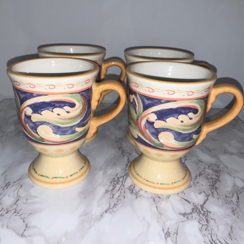 Vintage Pfaltzgraff Villa della Luna Footed Mugs-set of 4